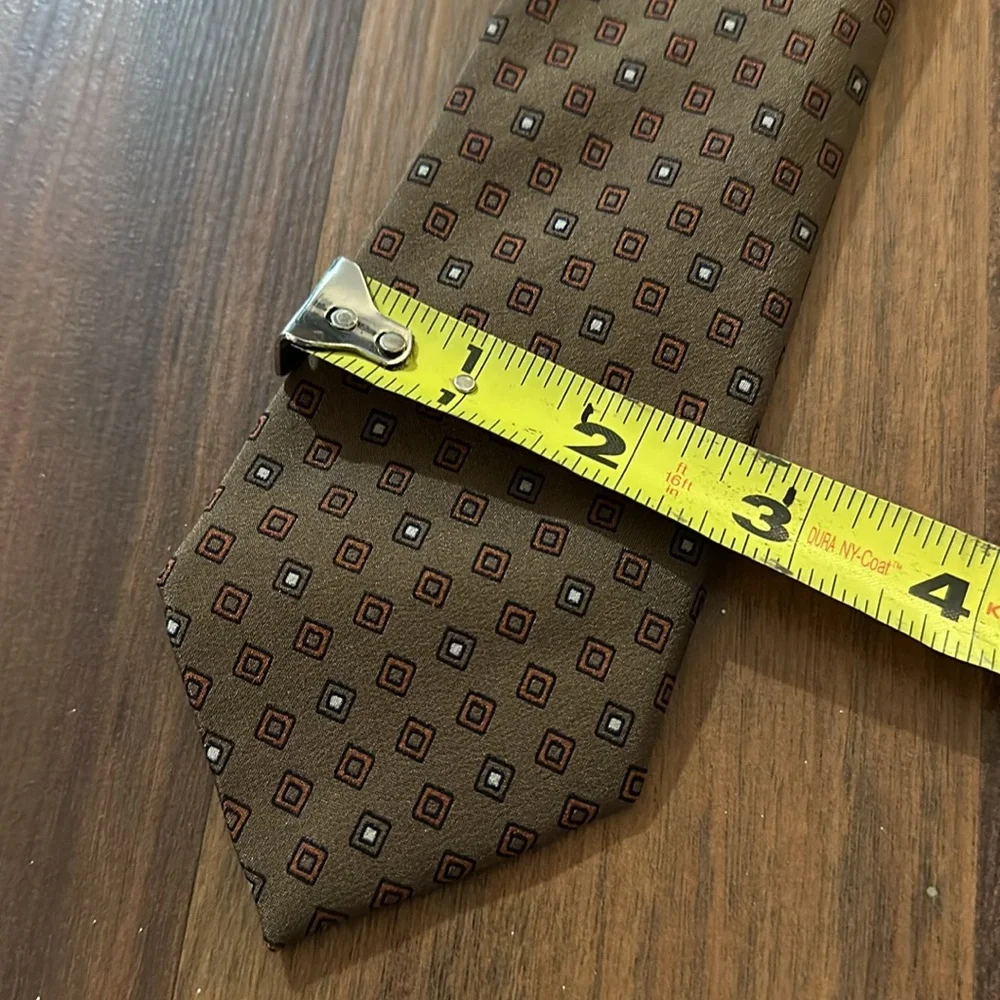 VTG Britches of Georgetown Brown Red Gray Neck Tie Square Design